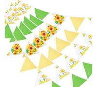 G2PLUS 12M Ghirlanda di Bandierine Triangolari Verdi - 42 Bandiere Verde Giallo per la Decorazione di Pasqua (Interno/Esterni）