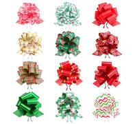 G2PLUS 12PCS Fiocchi per Pacchi Regalo: Coccarde Fiocco Autotiranti Grandi Fiocchi Decorativi per i Regali di Natale,Natale Matrimonio Partito Decorazioni Auto