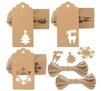 G2PLUS 150pcs Tag Regalo Etichette,targhette Carta kraf, Etichette Artigianali con Corda di Natale Perfetta per Decorare L'Albero di Natale, Lavoro Fatto a Mano