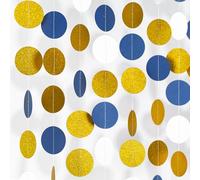 G2PLUS 16m Ghirlanda Carta Rotonda,Ghirlande Glitter Oro,Blu e Bianco