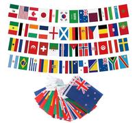 G2PLUS 2 Pezzi 48 Drapeaux du Coupe du Monde: 15m Bannière pour Coupe du Monde 2026 - Décoration Festive Football pour Décor Bar,Fête, Maison, Jardin et Terrasse (14 x 21 cm)