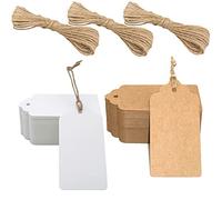 G2PLUS 200 PCS Etichette Regalo,Etichette in Carta Kraft,5x10CM Tags Regalo con Spago in Juta da 30M per Matrimoni,Compleanni,San Valentino e Artigianato