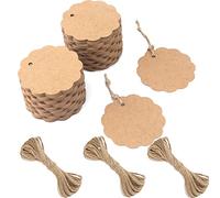 G2PLUS 200 PCS Etichette Regalo,Etichette in Carta Kraft,6x6CM Tag Regalo con Spago in Juta da 30M per Matrimoni,Compleanni e Natale (Marrone)