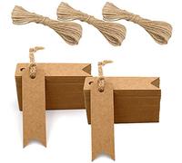 G2PLUS 200 PCS Etichette Regalo,Etichette in Carta Kraft,7x2CM Tag Carta Kraft Tag Regalo con Spago in Juta per Matrimoni,Compleanni e Natale (Marrone)