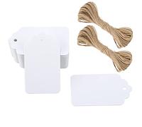 G2PLUS 200 PCS Etichette Regalo,Etichette in Carta Kraft,7x4CM Tag Regalo con Spago in Juta da 20M per Matrimoni,Compleanni e Natale (Bianca+Marrone)