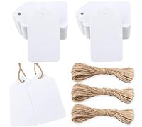 G2PLUS 200 PCS Etichette Regalo,Etichette in Carta Kraft,7x4CM Tag Regalo con Spago in Juta da 20M per Matrimoni,Compleanni e Natale (Bianca)