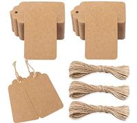 G2PLUS 200 PCS Etichette Regalo,Etichette in Carta Kraft,7x4CM Tag Regalo con Spago in Juta da 20M per Matrimoni,Compleanni e Natale (Marrone)