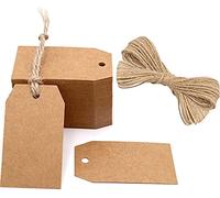 G2PLUS 200PCS Etichette in Carta Kraft 7x4CM - Tag Regalo per Matrimonio, Comunione, Compleanno, Natale - Con Spago, Marrone
