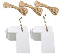 G2PLUS 200PCS Etichette Regalo,5x10cm Etichette in Carta Kraft Bianco