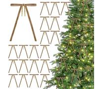 G2PLUS 24pcs Fiocchi di Natale in Velluto: Fiocchetti Beige Dorato Regalo 13x18 cm con filo 15 cm, per Albero di Natale, Confezioni Regalo e Decorazioni Matrimoni