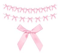 G2PLUS 2PCS Ghirlanda di Nastri Rosa Chiaro Decorativi con Fiocchi 12x13cm per Matrimoni e Feste - 2,5 Metri, Pronta da Appendere