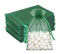 G2PLUS 50 Sacchetti Organza Verde Scuro: Sacchetti Regalo in Organza 13x18CM con Coulisse,Per Uso Regalo,Occasione Matrimonio,San Valentino