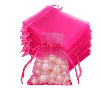 G2PLUS 50PCS Rosa Sacchetti Organza 7x9CM Sacchetti Organza Regalo Sacchetti Regalo in Organza Borse Organza con Coulisse Sacchetti Confetti per Matrimonio, Caramella Gioielli