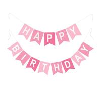 G2PLUS Bandierine Happy Birthday Pre-Assemblate, Festoni Compleanno Bambina, Striscione Buon Compleanno Rosa per Feste e Partito