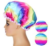 G2PLUS Cuffia Capelli Doccia, 2PCS, 32CM Cuffia da Bagno Grande Shower Caps Cuffia da Doccia Impermeabile Cuffia Doccia Riutilizzabile Cuffia Bagno Elastico a Doppio Strato,per Doccia Spa Salon