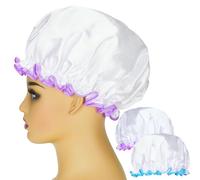 G2PLUS Cuffia Capelli Doccia, 2PCS, 32CM Cuffia da Bagno Grande Shower Caps Cuffia da Doccia Impermeabile Cuffia Doccia Riutilizzabile Cuffia Bagno Elastico a Doppio Strato,per Doccia Spa Salon