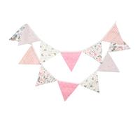 G2PLUS Ghirlanda di bandierine in tessuto rosa, 3,3 m, double face, in cotone, per ragazze, 12 pezzi, in tessuto, per cameretta dei bambini, feste di compleanno o all'aperto