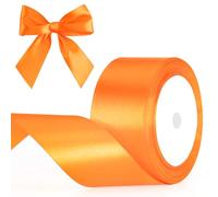 G2PLUS Nastro Raso Satinato Arancione: 50mm x 22m - Per Regali, Feste, Natale, Compleanni, Matrimoni, Bomboniere e Pacchi Decorativi