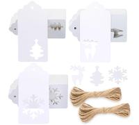 G2PLUS Tag Regalo Etichette, Etichette Kraft di Natale 150PCS Targhette Carta kraft con 20 Metri Corda di Natale Etichette Regali Natalizi Perfetta per Decorare L'Albero di Natale Lavoro Fatto a Mano