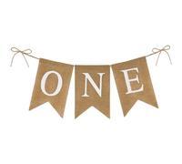 G2PLUS Uno Striscione per Seggiolone "One" Bandierine Compleanno,Striscione Buon Compleanno 1 anno, Banner di lino di Primo Compleanno per il ragazzo