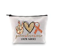 G2TUP Borsa cosmetica per la consapevolezza del cancro alla leucemia regalo per la pace e l'amore cura la leucemia borsa cosmetica supporto per il cancro regalo leucemia nastro arancione borsa per il