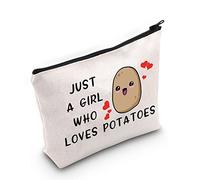 G2TUP Borsa per il trucco con scritta in inglese "A Girl Who Loves Potatoes" per amanti delle patate, borsa cosmetica per amanti del cibo, borsa da viaggio con cerniera, Solo una ragazza che ama le