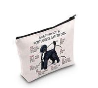 G2TUP Borsa per il trucco portoghese per gli amanti dei cani da acqua anatomia di un cane d'acqua portoghese borsa per cosmetici con cerniera borsa da viaggio con cane d'acqua portoghese borsa bianca,