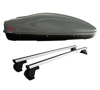 G3 CI46H14+AZ03060015 - Box da Tetto all-Time 400 + Barre PORTATUTTO in Alluminio Modello Pacific per Auto con Tetto Liscio