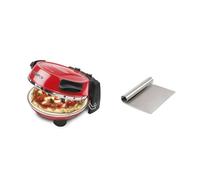 G3 Ferrari G10032 Forno Pizza Pizzeria Snack Napoletana Forno Pizza Plus Evo, Doppia Pietra Refrattaria, con Ricettario e Palette inclusi, Rosso + R10006RS Raschietto Porzionatore INOX