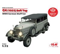 1/72 Icm G4 (1935 Production) Soft Top Wwii German Staff Car Snap Fit/N ICM72472