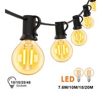 G40 Decorazione Luci a stringa a LED per esterni 1.5W Globo Lampadina in vetro ambrato Dimmerabile Ghirlanda Festone Street Patio Party Luci a sospensione