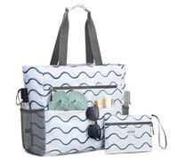 G4Free Borsa da spiaggia, impermeabile, a prova di sabbia, pieghevole, di grande capacità, per le donne, Ondulato, 50L