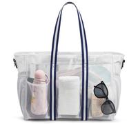 G4Free Borsa da spiaggia impermeabile da donna, trasparente, grande capacità, con scomparto bagnato, per weekender, viaggi, vacanze, trasparente, bianco, 18.9 x 11.8 x 7 inches