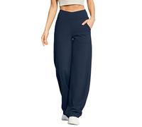 G4Free EverGoing - Pantaloni da donna a gamba larga, larghi, per yoga, con tasche, elasticizzati, stile casual, Blu navy scuro, S