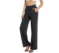 G4Free EverGoing - Pantaloni da donna a gamba larga, larghi, per yoga, con tasche, elasticizzati, stile casual, Antracite melange, L