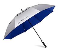 G4Free - Ombrello da golf con protezione UV da 172,7 cm, apertura automatica, extra large, antivento, per sole e pioggia, doppia copertura (argento/blu).