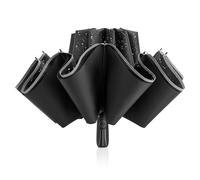 G4Free Ombrello invertito grande a doppio strato, 12 costole, compatto, antivento, pieghevole, automatico, con striscia riflettente per pioggia, nero, 54 inches, Moderno