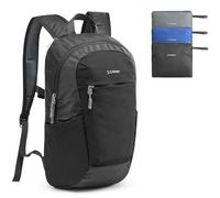 G4Free Zaino da trekking ripiegabile da 20 l, leggero, pieghevole, con pannello posteriore ispessito, per uomini e donne, nero, 17x6x10 inches, Design con pannello posteriore ispessito