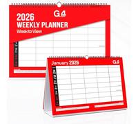 G4GADGET Agenda settimanale 2026 per 5 persone, con rilegatura a spirale, da parete e da scrivania, con festività del Regno Unito, formato A4, da appendere, per casa, scuola e ufficio