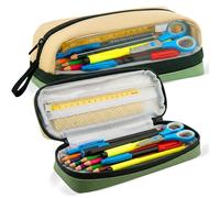 G4GADGET Astuccio grande capacità con scomparti, finestra trasparente e tasca in rete, astuccio estetico per la scuola, per ragazzi, ragazze, adolescenti e adulti