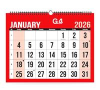 G4GADGET Calendario da parete 2026 con visualizzazione mensile, 27 cm x 21 cm, facile da vedere, layout a griglia con festività del Regno Unito, rilegatura a spirale, da appendere, per casa, ufficio