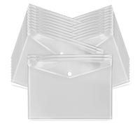 G4GADGET Cartelle portadocumenti in plastica trasparente, formato A4, confezione da 20, resistenti, con chiusura a scatto, impermeabili, per casa, ufficio, scuola e viaggi