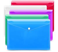 G4GADGET Confezione da 15 cartelle portadocumenti in plastica trasparente e colorata, formato A4, impermeabili, per documenti, scuola, ufficio