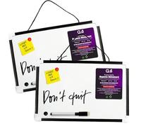 G4GADGET Confezione da 2 lavagne bianche magnetiche A4 con penne e gomma, piccola lavagna bianca cancellabile a secco, per parete, scuola, ufficio, casa, insegnanti e bambini, mini lavagne bianche per