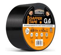 G4GADGET Gaffer Tape - Nastro adesivo resistente, in tessuto impermeabile, resistente agli strappi e multiuso, per interni ed esterni, 48 mm x 45 m, colore: nero