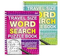 G4GADGET Libri di ricerca di parole per adulti in formato viaggio - Confezione da 2 libri di puzzle rilegati a spirale | Oltre 100 puzzle di ricerca di parole | Giochi portatili per adulti e anziani