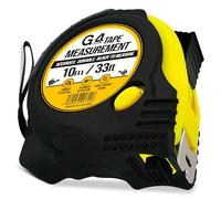 G4GADGET Metro a nastro da 10 metri, resistente, retrattile, con 3 pulsanti di blocco, lama larga 25 mm, unità metriche e imperiali, custodia in gomma antiurto, strumento di misurazione professionale