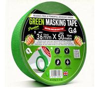 G4GADGET Nastro coprente verde per pittura, 36 mm x 50 m di larghezza, per pittori e decoratori, carta crespa a bassa aderenza, rimozione pulita, senza residui per pareti, finiture e fai da te