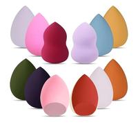 G4GADGET Set di 12 spugne per trucco multicolore, senza lattice, per un'applicazione impeccabile del fondotinta, spugna versatile per trucco bagnato e asciutto, con texture morbida ad alta densità