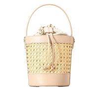 G4ZS5Z0G1 Borsa a secchiello in rattan per le donne borsa da spiaggia in paglia con coulisse borsa a tracolla in pelle PU borsa estiva a tracolla borsa a tracolla carino borse hob, Nero , Taglia unica